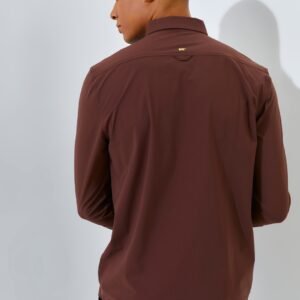 Jack Nicklaus Dapper Groove Kemeja Pria Lengan Panjang Slim Fit Dark Brown