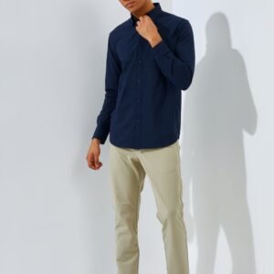 Jack Nicklaus Dapper Groove Kemeja Pria Lengan Panjang Slim Fit Navy