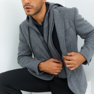 Jobb Darden-T2 Hybird Blazer Pria Slim Fit Light Grey