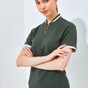 Jack Nicklaus Diana Ladies Premium Solid Zip Polo Virtual Olive