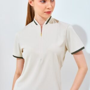 Jack Nicklaus Diana Ladies Premium Solid Zip Polo Ice Stone