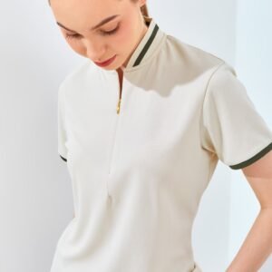 Jack Nicklaus Diana Ladies Premium Solid Zip Polo Ice Stone