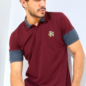 Jack Nicklaus Clark Polo Shirt Pria Slim Fit Burgundy