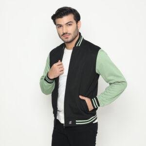 d&f Jaket Bomber Pria - Hitam Hijau Mint