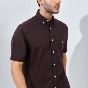 Jack Nicklaus Frederick Kemeja Pria Lengan Pendek Regular Fit Dark Brown