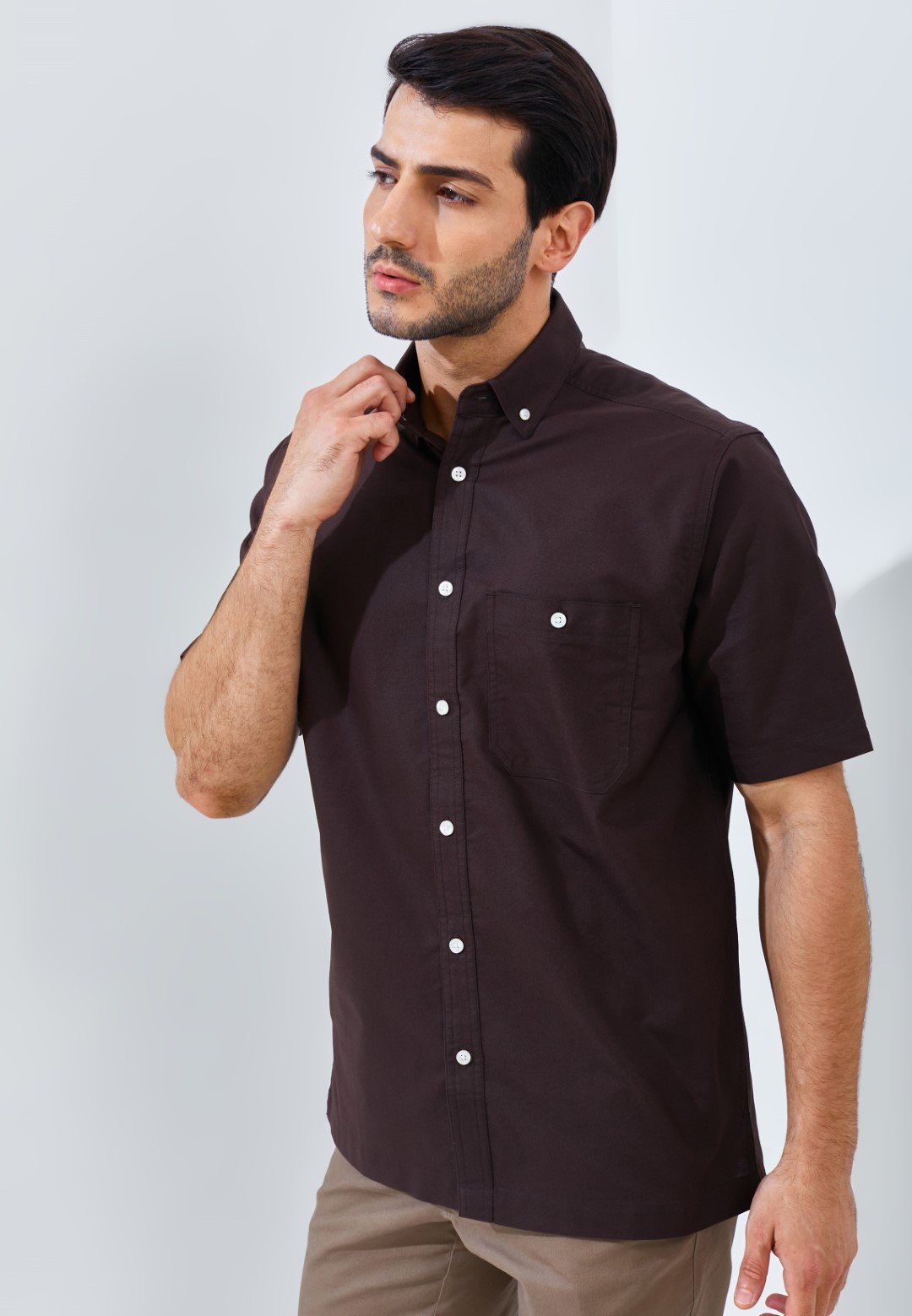 Jack Nicklaus Frederick Kemeja Pria Lengan Pendek Regular Fit Dark Brown - Image 3