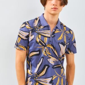 Jack Nicklaus Hibiscus Polo Shirt Pria Slim Fit Cool Grey