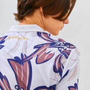 Jack Nicklaus Hibiscus Polo Shirt Pria Slim Fit Light Beige