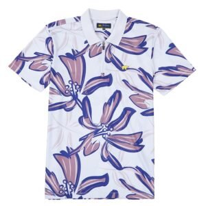 Jack Nicklaus Hibiscus Polo Shirt Pria Slim Fit Light Beige