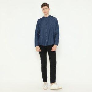 d&f kemeja pria - denim blue