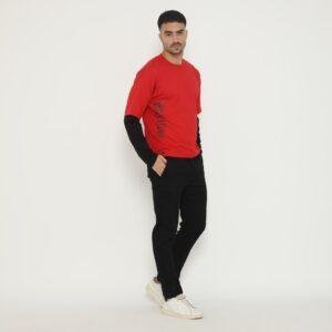 d&f Kaos Pria Double layer RHYTHM - Merah