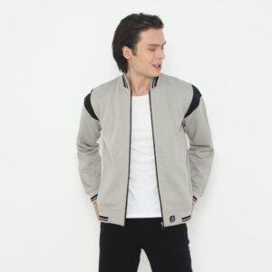 d&f Jaket Bomber pria - abu mix hitam