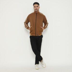 d&f Jaket Biker pria - strip coklat