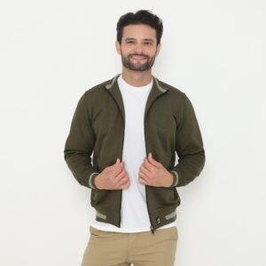 d&f Jaket Biker pria - olive