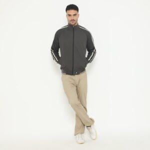 d&f Jaket Bomber pria - Abu strip cream