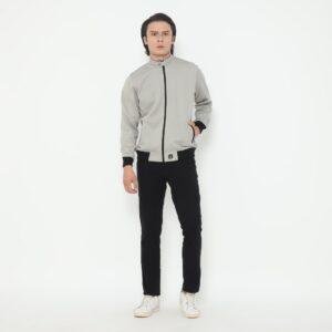 d&f Jaket Biker pria - abu muda