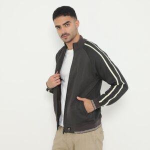 d&f Jaket Bomber pria - Abu strip cream
