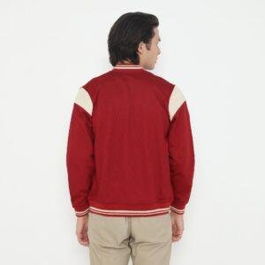 d&f Jaket Bomber  pria - Maroon mix cream