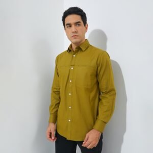 Jack Nicklaus Baron Kemeja Pria Lengan Panjang Slim Fit Olive