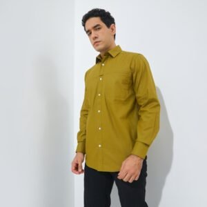 Jack Nicklaus Baron Kemeja Pria Lengan Panjang Slim Fit Olive