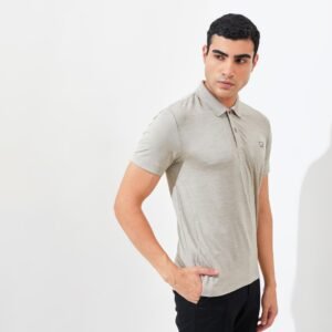 Jack Nicklaus Clever Polo Shirt Pria Slim Fit Sponge Khaki