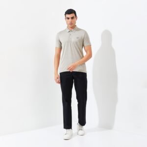 Jack Nicklaus Clever Polo Shirt Pria Slim Fit Sponge Khaki