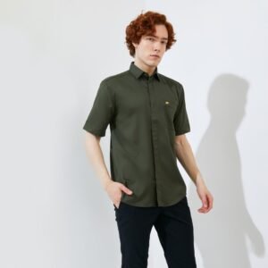 Jack Nicklaus Elwood Kemeja Pria Lengan Pendek Slim Fit Army Green