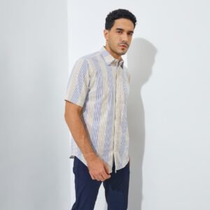 Jack Nicklaus Newworld Premium Men's Seersucker Stripe Shirt Mustard