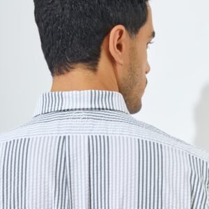 Jack Nicklaus Newworld Premium Men's Seersucker Stripe Shirt Grey Blast