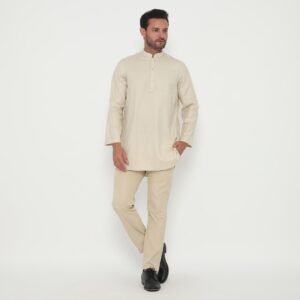 Jobb Aziz Baju Koko Pria Lengan Panjang Regular Fit Light Khaki