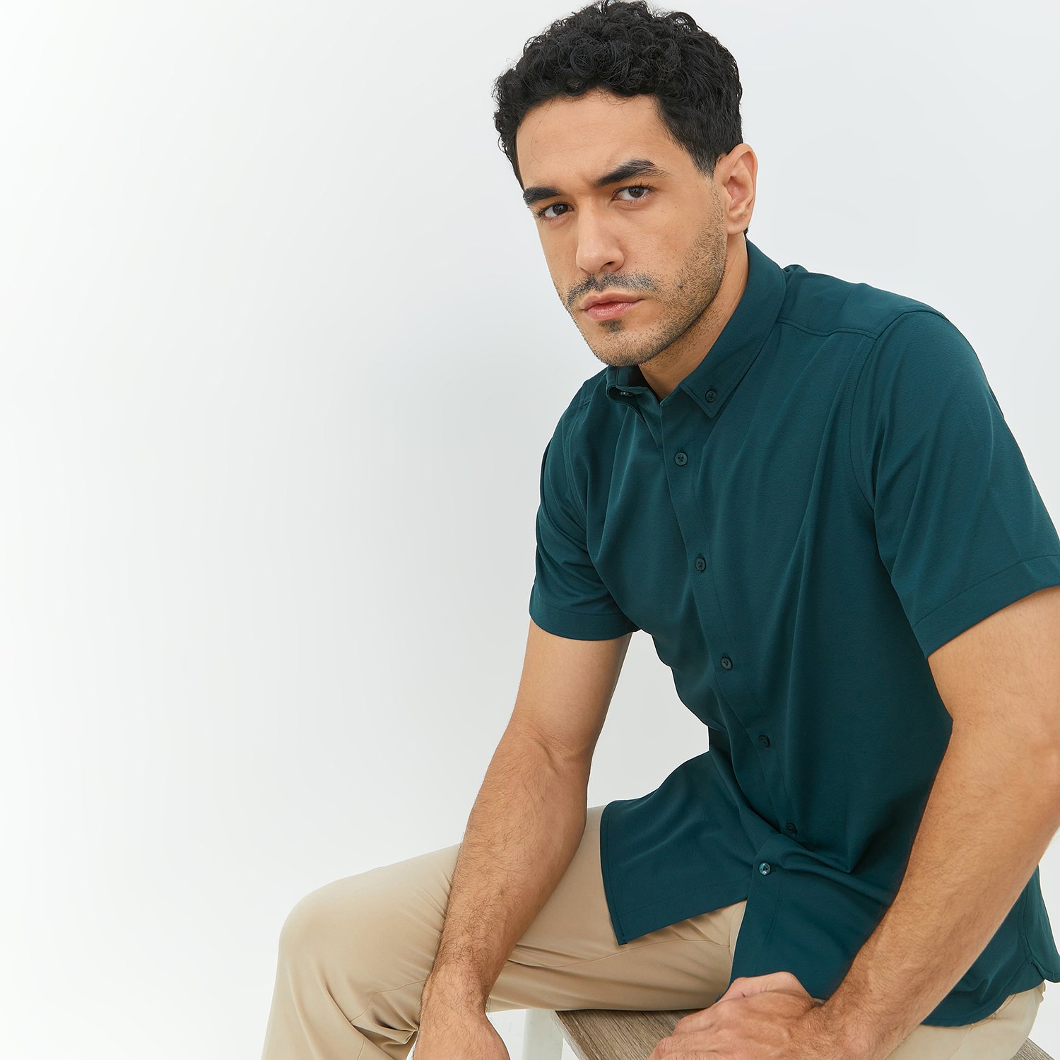 Jobb Edore Kemeja Pria Lengan Pendek Slim Fit Hijau - Image 3