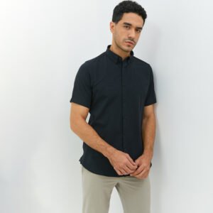 Jobb Edore Kemeja Pria Lengan Pendek Slim Fit Hitam