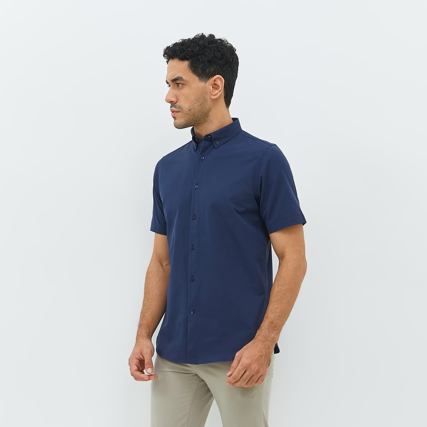 Jobb Edore Kemeja Pria Lengan Pendek Slim Fit Navy - Image 2