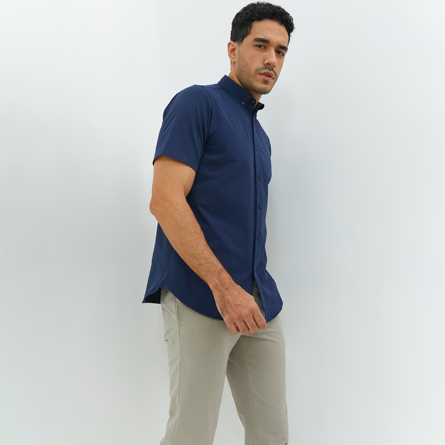 Jobb Edore Kemeja Pria Lengan Pendek Slim Fit Navy