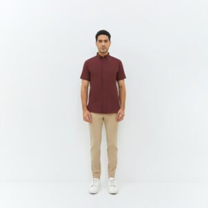 Jobb Edore Kemeja Pria Lengan Pendek Slim Fit Wine