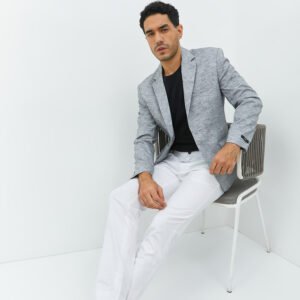 Jobb Hickory-T2 Blazer Pria Slim Fit Abu-Abu