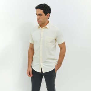 JOBB Truro Kemeja Pria Lengan Pendek Slim Fit Cream