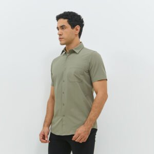 JOBB Truro Kemeja Pria Lengan Pendek Slim Fit Medium Green