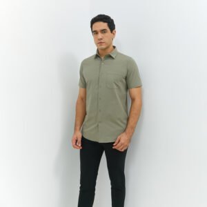 JOBB Truro Kemeja Pria Lengan Pendek Slim Fit Medium Green