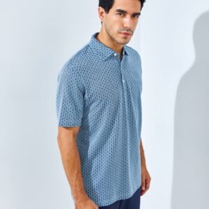 Jack Nicklaus Lecce Premium Knit Shirt Geometric Jacquar Polo Classic Navy