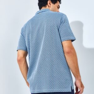 Jack Nicklaus Lecce Premium Knit Shirt Geometric Jacquar Polo Classic Navy