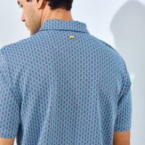 Jack Nicklaus Lecce Premium Knit Shirt Geometric Jacquar Polo Classic Navy