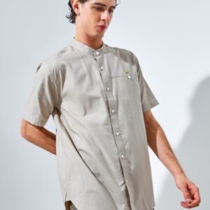 Jack Nicklaus Maximo Kemeja Shanghai Pria Pendek Slim Fit Khaki