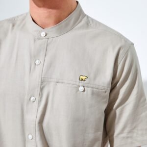 Jack Nicklaus Maximo Kemeja Shanghai Pria Pendek Slim Fit Khaki