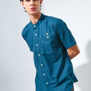 Jack Nicklaus Maximo Kemeja Shanghai Pria Pendek Slim Fit Turquoise