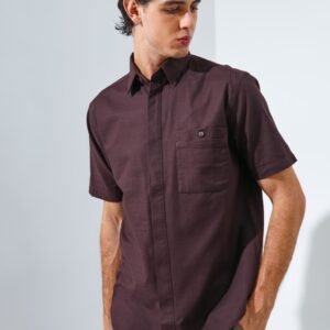 Jack Nicklaus Monarca Kemeja Pria Lengan Pendek Slim Fit Dark Brown