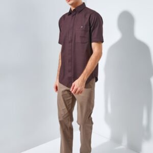 Jack Nicklaus Monarca Kemeja Pria Lengan Pendek Slim Fit Dark Brown