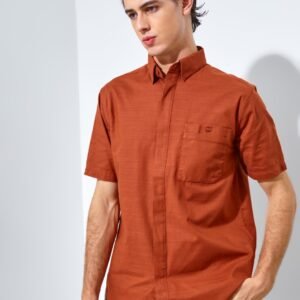 Jack Nicklaus Monarca Kemeja Pria Lengan Pendek Slim Fit Brown Red