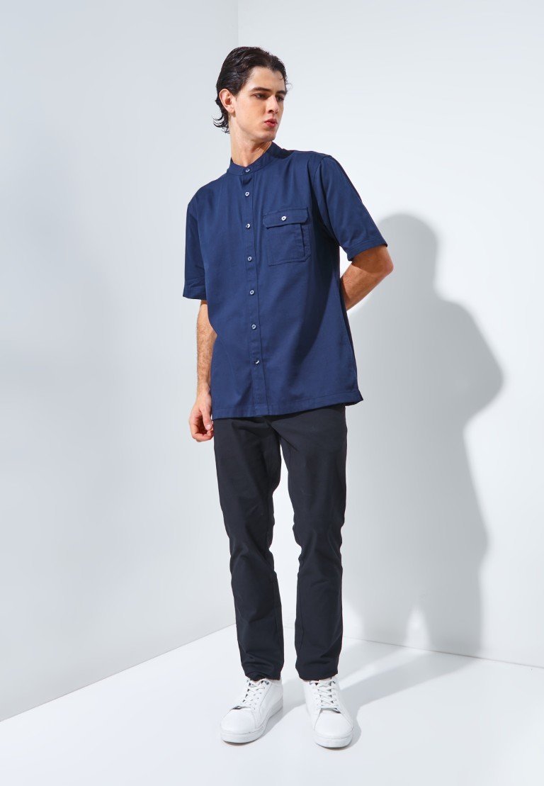 Jack Nicklaus Morata Kemeja Shanghai Pria Pendek Regular Navy - Image 6