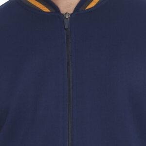d&f CVC Jaket pria Bomber with  mustard strip - Navy